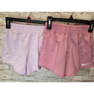 Set Of 2 Nike Girls Shorts Size 6x Small Dri-Fit NWT Pink Purple